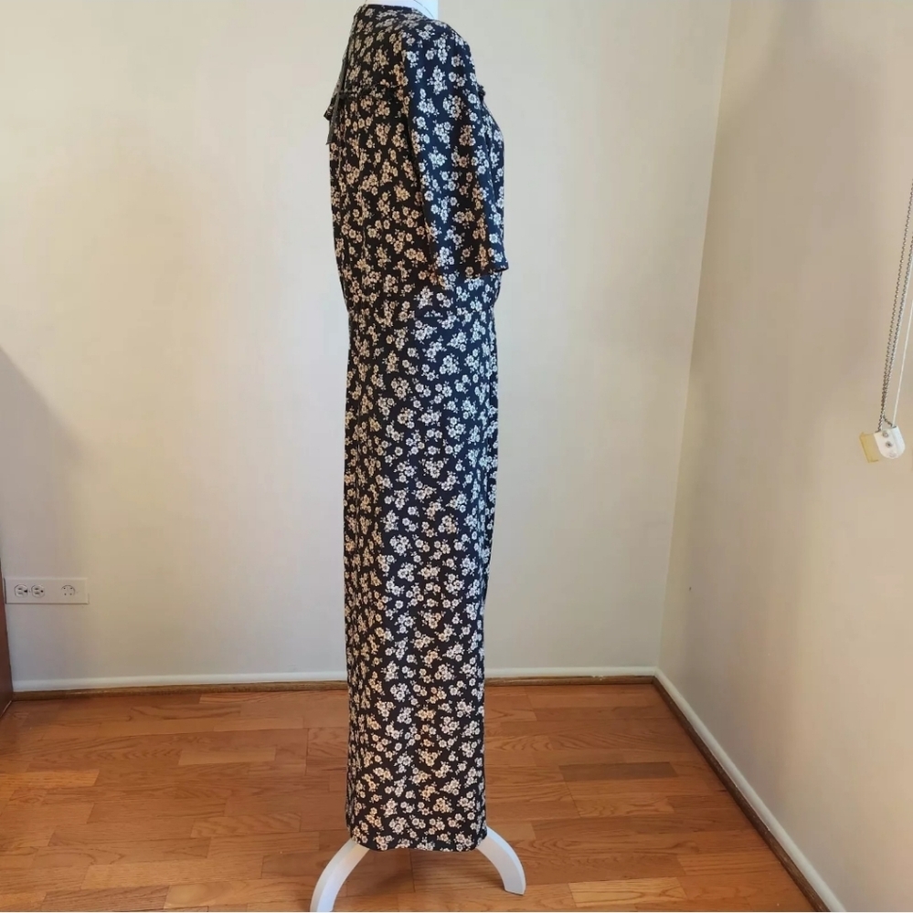 NWT Veronica Beard Women's Black White Mariposa Floral Maxi Ruched Dress XL - Picture 6 of 13